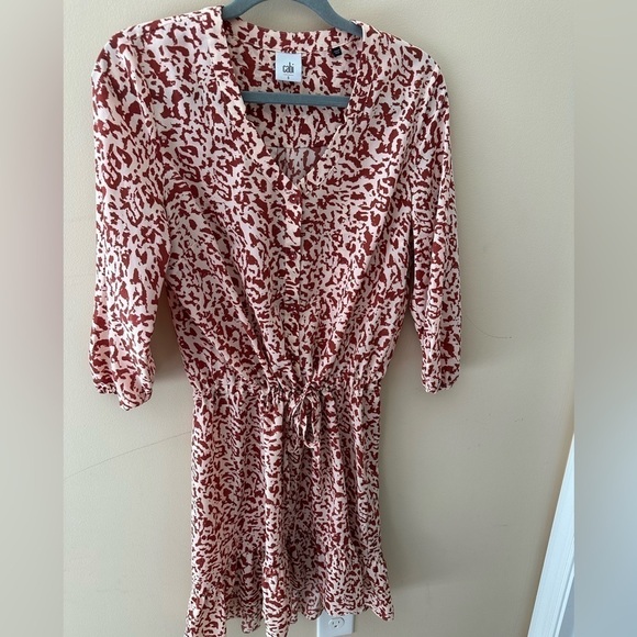 Women's Cabi Small Animal Print Button Up V Neck Mini Sienna Shirt Dress #5406 - Picture 2 of 7